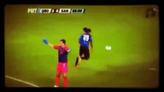 Ronaldinho takes the ball from the goalkeeper , and score a goal!:O