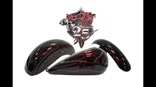 Rolling Art Custom Paint - Laying Out Custom Ghost Flames on a "Harley-Davidson" Street Bob