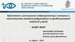 Публічний захист дисертації на здобуття ступеня "Доктор філософії" Бадрі Ваел