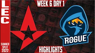 AST vs RGE Highlights | LEC Summer 2022 W6D2 | Astralis vs Rogue