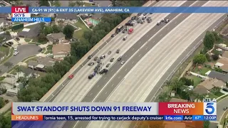 Hourslong standoff closes the 91 Freeway in Orange County