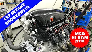 700+ HP LS7 INTAKE SHOOTOUT-MSD ATOMIC VS HOLLEY HI RAM VS PERFORMANCE DESIGN CARBON pTR. WHO WINS?