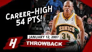 Ray Allen EPIC Full Career-HIGH Highlights vs Jazz (2007.01.12) - 54 Pts, 8 Threes!