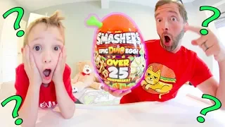 Father & Son OPEN GIANT MYSTERY EGG 2! / Dinosaur Toys!