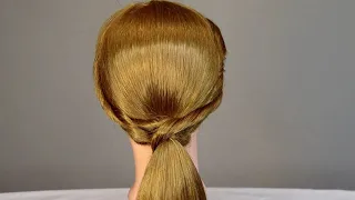 Низкий Хвост со Жгутом  Причёска с элементом жгут   Low Ponytail with Harness  Hairs