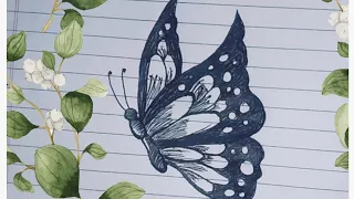 how to make butterfly with black ball pen#beautiful #drawing #youtubevideo