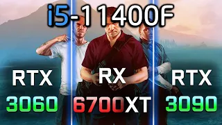 Intel i5-11400F  + RTX 3060 vs RX 6700 XT vs RTX 3090 // Test in 8 Games