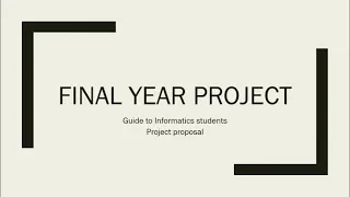 How to Write a  Proposal in Final Year Project