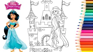 COLORING JASMINE DISNEY PRINCESS | Coloring Book Page | How to Color Pages For Girls