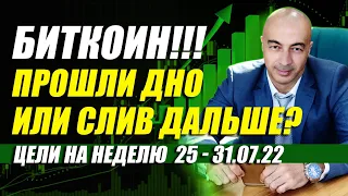 БИТКОИН!!! ПРОШЛИ ДНО ИЛИ СЛИВ ДАЛЬШЕ?? ЦЕЛИ НА НЕДЕЛЮ НА 25.07.22