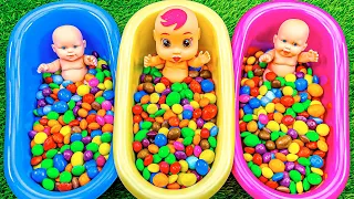 Satisfying Video ASMR | 3 Full Bathtub of Rainbow Candy with Magic Skittles & Slime Cutting #99