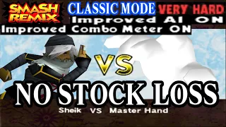 Smash Remix - Classic Mode Gameplay with Sheik (VERY HARD) No stock loss