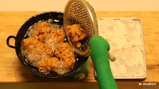 Stop Motion Cooking/Fried Chicken ASMR/clay animation/claymation/how to make chicken/w motion