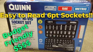 NEW Budget $$$ Friendly Quinn 66Pc SAE & Metric Hi-Vis 6pt Socket Set from Harbor Freight Confirmed