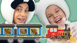 Поезд - Три Медведя - Веселая ПЕСЕНКА и КАРАОКЕ про поезд для детей малышей