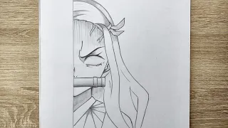 Drawing Nezuko half face step by step [ Demon Slayer ]