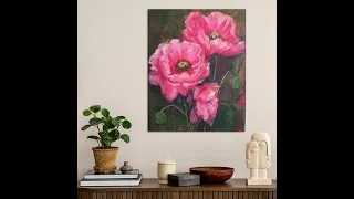 Acrylic painting flowers/Poppy/MariArtHome