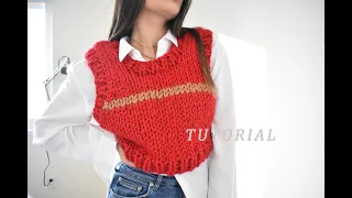 knitted sweater vest TUTORIAL - EASY (sub)