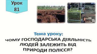 Урок 81.   Чому господарська діяльність людей залежить від природи Полісся? Я досліджую світ 4 клас.