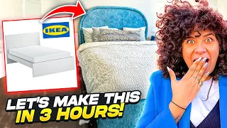 CRAZY DIY IKEA HACK! AFFORDABLE BED & HEADBOARD TUTORIAL