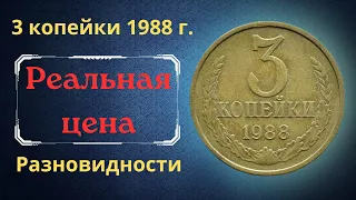 Реальная цена и обзор монеты 3 копейки 1988 года. Разновидности. СССР.