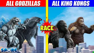 All Godzilla and All King Kong Race | SPORE