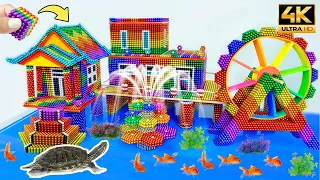 DIY - How To Build Autumn Playground With Rainbow Water Slide And Swimming Pool From Magnetic Balls