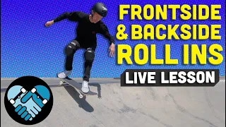 How to ROLL IN over coping on a skateboard, Frontside & Backside, for Mini Ramps & Bowls, Part 2