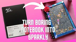Turn your Boring Notebook into Sparkly and Beautiful 💕 - Shaker book Cover step by step tutorial 🌸