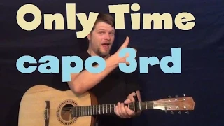 Only Time (Enya) Easy Guitar Lesson Strum Fingerstyle Tutorial Capo 3rd Fret
