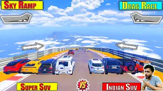 Indian Suv Cars Vs Super cars Sky Mega Ramp Drag Race Challenge GTA 5