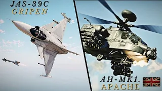 "Air Superiority"  | JAS-39C Gripen & AH Mk.1 APACHE  CAS British Top Tier Gameplay (WarThunder )