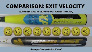 Exit Velocity Comparison: 2020 Miken Freak KP23 vs. 2020 Demarini Nihilist (both ASA)