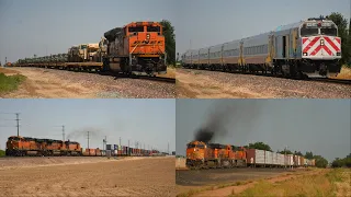 REUPLOAD: CENTRAL VALLEY TRAINS | BNSF & Amtrak Action Featuring New Venture Set & A Military Train