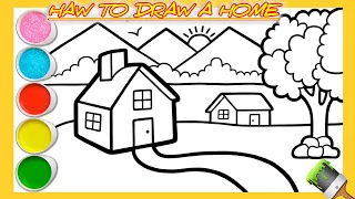 🌈Beautiful House  Picture Drawing, Painting, Coloring for Kids and Toddlers 🏠🔴🟠| Let's Draw Together