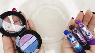 Slime Coloring With Makeup! Mixing Red, Yellow + Blue Lipsticks into Clear Slime Satisfying Series