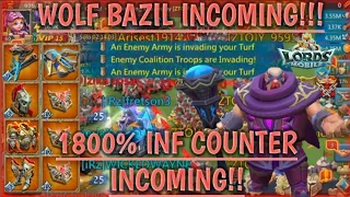 lords mobile: 1800% INF INCOMING T3 SOLO TRAP!!! WOLF BAZIL TARGETS MY MYTHIC RALLY TRAP!! 🔥 🔥 🔥