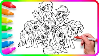 Coloring Pages MY LITTLE PONY | How to draw My Little Pony Friendship | Easy Drawing Tutorial Art