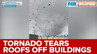 Tornado Tears Off Roofs of Buildings and Tosses Debris in Montebello, CA