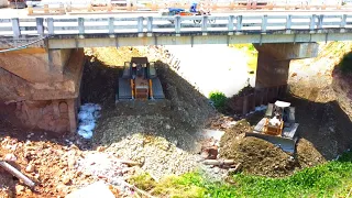 Best of the best Operator bulldozer working push Gravel Making ramps  Under the bridge