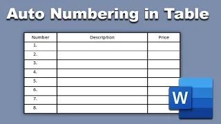how to insert auto numbering in a Microsoft Word table