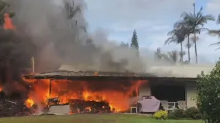 Buildings in path of Kilauea volcano lava destroyed