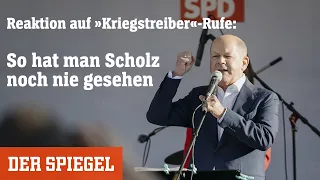 Reaktion auf »Kriegstreiber«-Rufe: So hat man Scholz noch nie gesehen