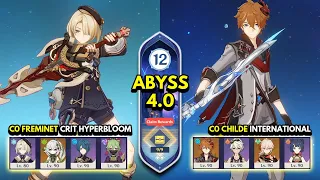 C0 Freminet Hyperbloom & C0 Childe International | Spiral Abyss 4.0 Floor 12 9 Stars |Genshin Impact