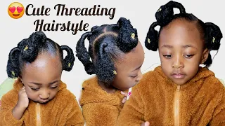 😍 Simple Threading Hairstyle For Kids | Protective Hairstyle for Girls |Beginner-Friendly