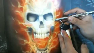 How to Airbrush a Skull on Fire