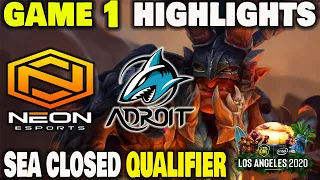 NEON VS ADROIT GAME 1 ESL One Los Angeles 2020 SEA Closed Qualifier