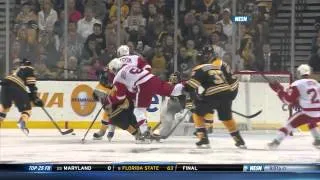 Justin Abdelkader "Accidentally" Lays Out Brad Marchand - October 5th, 2013