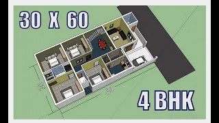 30X60 Feet House Plan || 30*60 || 1800 Sqft || 200 Gaj II  4bhk