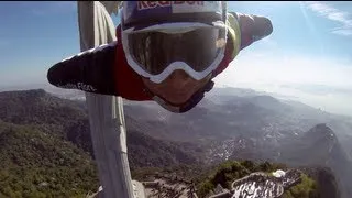 Wingsuit proximity flying by Christ the Redeemer in Rio de Janeiro